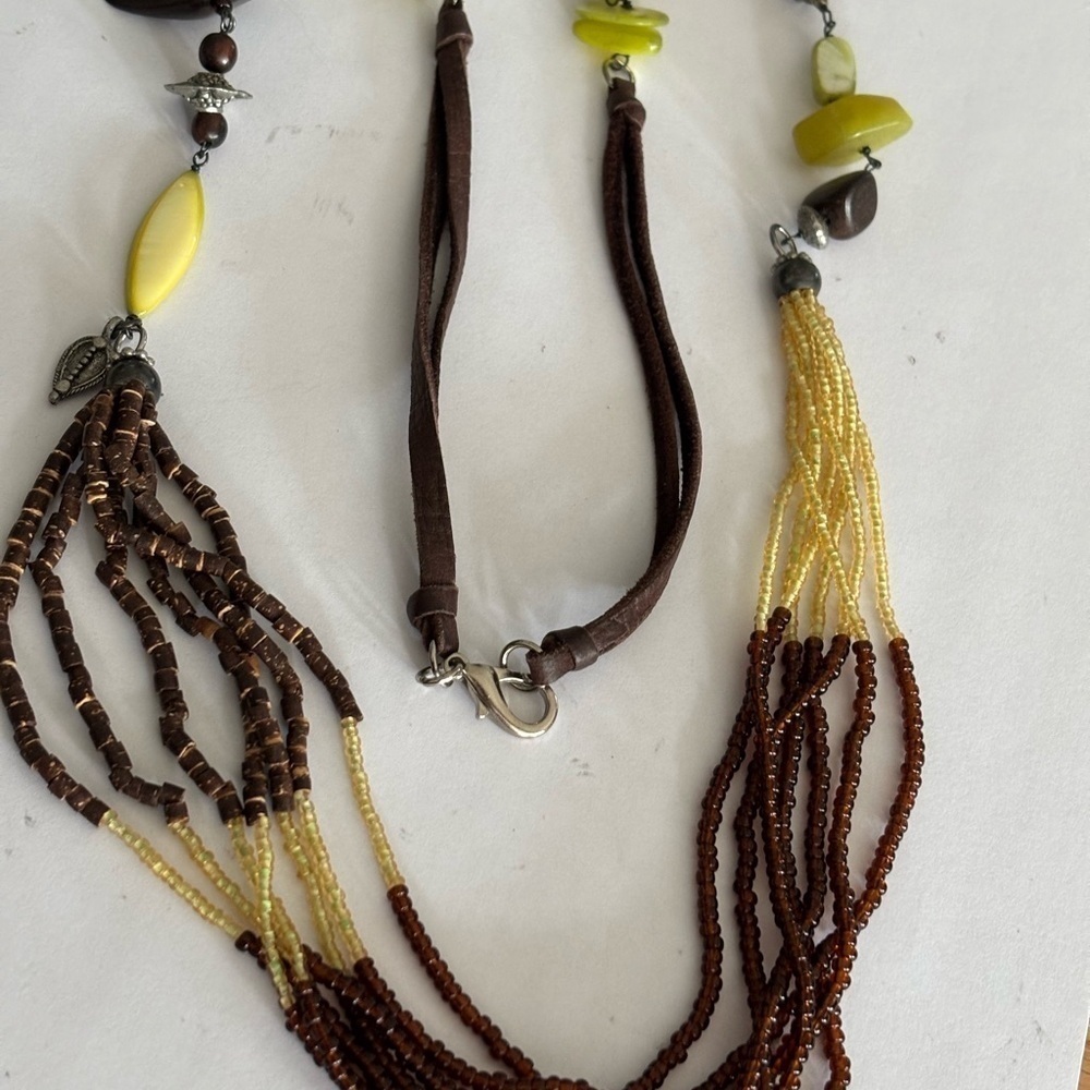Vintage glass wood bead chain multi-strand necklace
34” - Picture 3 of 7